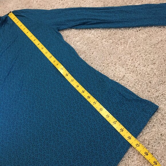 Peacock Blue Ditsy Floral Print Cowl Collar Bamboo Shirt - Picture 15 of 16